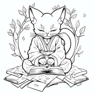 Dibujo de gato meditabundo para colorear