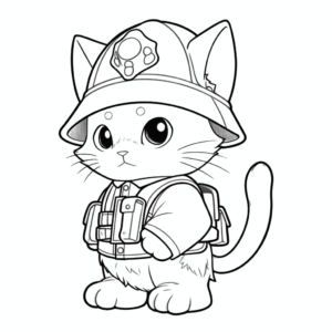 Dibujo de gato militar para colorear