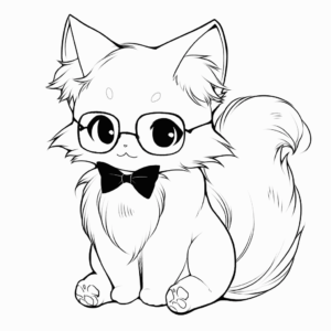 Dibujo de gato nerd para colorear