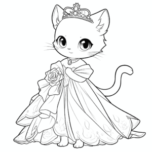 Dibujo de gato princesa para colorear