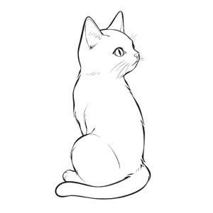 Dibujo de gato que escucha para colorear