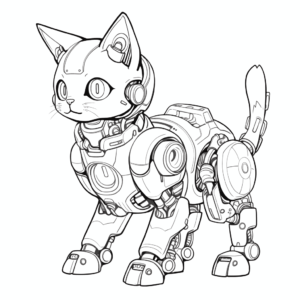 Dibujo de gato robot para colorear