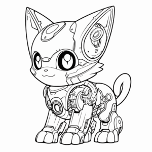 Dibujo de gato robot para colorear