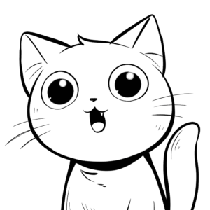 Dibujo de gato sorprendido para colorear