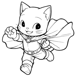 Dibujo de gato superhéroe para colorear