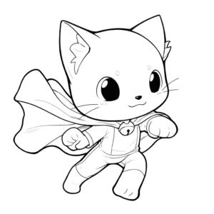 Dibujo de gato superhéroe para colorear