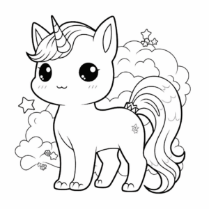 Dibujo de gato unicornio para colorear