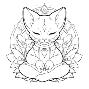 Dibujo de gato zen para colorear