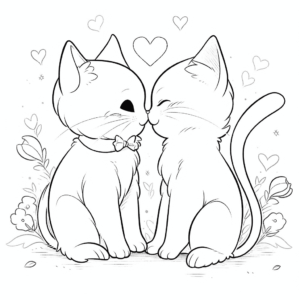 Dibujo de gatos enamorados para colorear