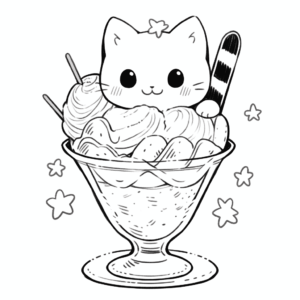 Dibujo de helado de gato para colorear