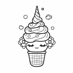 Dibujo de helado de unicornio para colorear