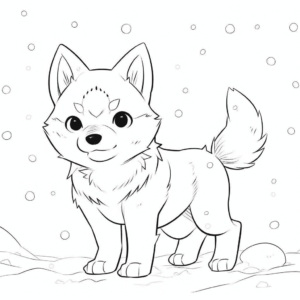 Dibujo de husky en la nieve para colorear