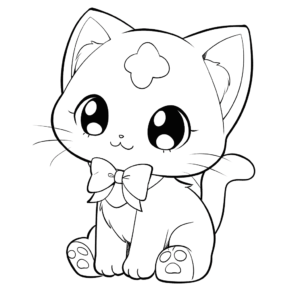 Dibujo de lindo gato anime para colorear