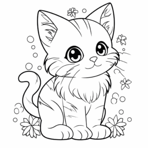 Dibujo de lindo gato kawaii para colorear