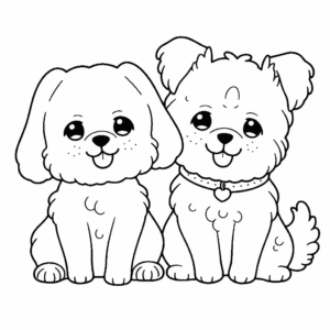 Dibujo de lindos perros para colorear