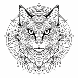 Dibujo de mandala del gato para colorear