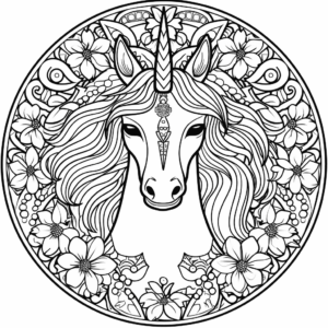 Dibujo de mandala unicorn para colorear