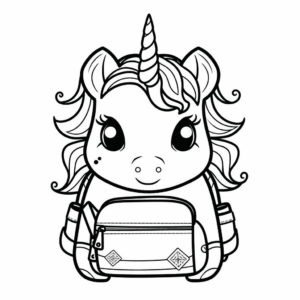 Dibujo de mochila unicornio para colorear