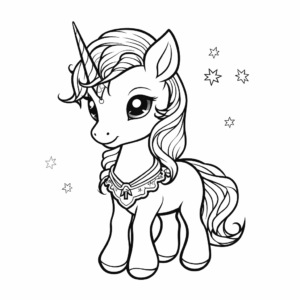 Dibujo de navidad elfo unicornio para colorear