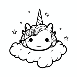 Dibujo de nube de unicornios para colorear