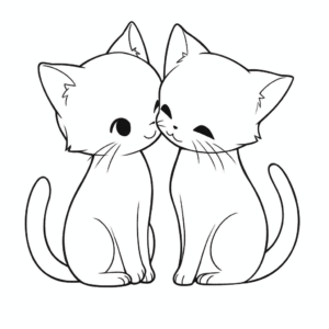 Dibujo de pareja de gatos para colorear