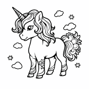 Dibujo de pequeño unicornio para colorear