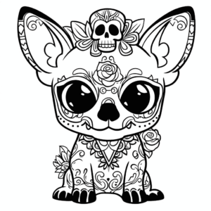 Dibujo de perro calavera de azúcar para colorear