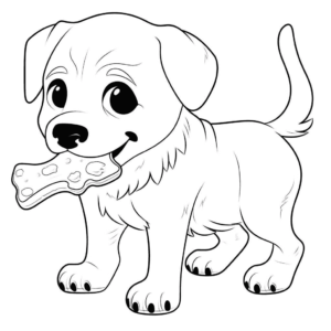 Dibujo de perro comiendo hueso para colorear