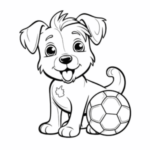 Dibujo de perro con balón de fútbol para colorear