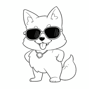 Dibujo de perro con gafas de sol para colorear