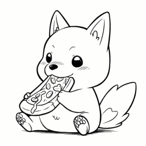 Dibujo de perro con pizza para colorear