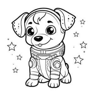 Dibujo de perro con traje espacial para colorear