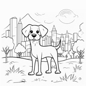 Dibujo de perro en el parque para colorear