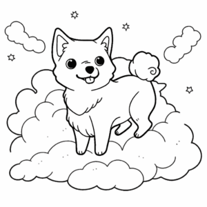 Dibujo de perro en la nube para colorear