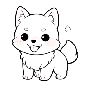 Dibujo de perro kawaii para colorear