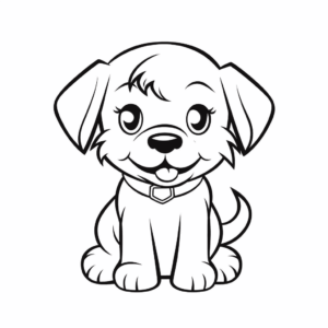 Dibujo de perro kawaii para imprimir para colorear