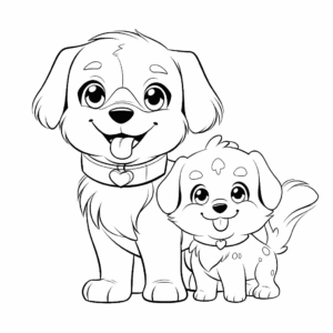 Dibujo de perro y cachorro para colorear