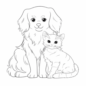 Dibujo de perro y gato para colorear