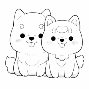 Dibujo de perros kawaii para colorear