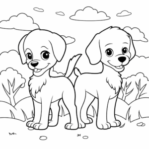 Dibujo de perros libres para colorear