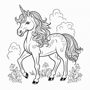 Dibujo de precioso unicornio realista para colorear