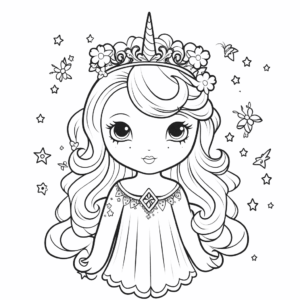 Dibujo de princesa unicornio para colorear