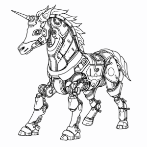 Dibujo de robot unicornio para colorear