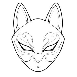 Dibujo de simple máscara de gato para colorear