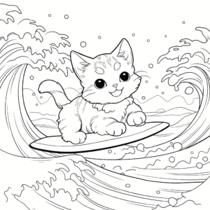 Dibujo de surf para gatos para colorear