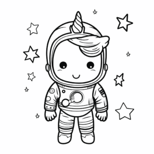 Dibujo de unicornio astronauta para colorear