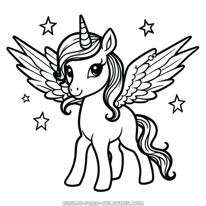 Dibujo De Unicornio Con Alas Para Colorear Dibujo Para Colorear 2471