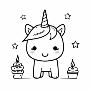 Dibujo de unicornio cumpleaños gratis para colorear