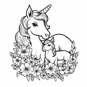 Dibujo de unicornio día de la madre para colorear