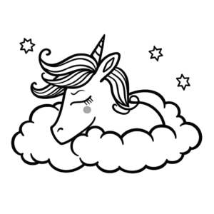 Dibujo de unicornio dormido para colorear